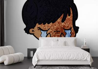 cartoon woman crying Wall mural