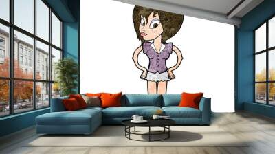 cartoon woman with hands on hips Wall mural