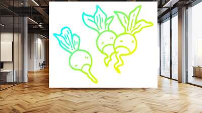 cold gradient line drawing cartoon beetroot plants Wall mural