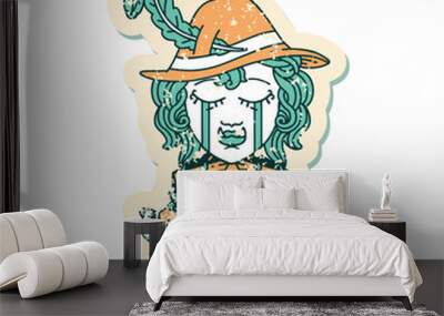 crying orc bard character with natural one D20 roll illustration Wall mural