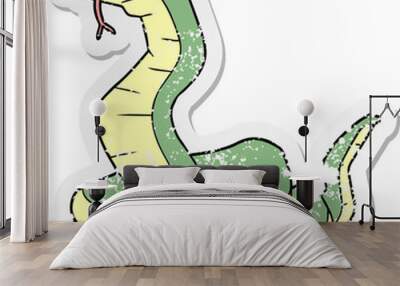 distressed sticker of a cartoon snake Wall mural