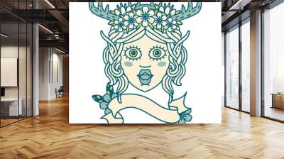 elf druid character face illustration Wall mural