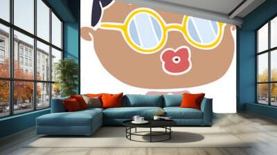 flat color style cartoon woman wearing spectacles Wall mural