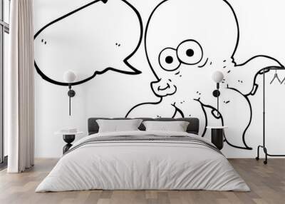 freehand drawn speech bubble cartoon octopus Wall mural