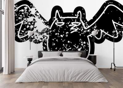 grunge distressed icon of a night bat Wall mural