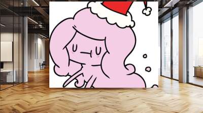 hand drawn christmas cartoon of kawaii ghost Wall mural