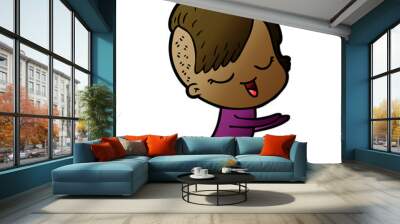 happy cartoon girl Wall mural