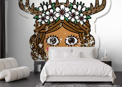 human druid character face illustration Wall mural