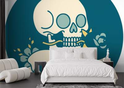 icon with banner of a skull Wall mural