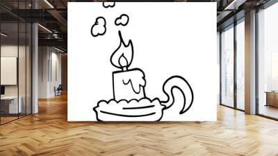 line drawing cartoon candle in candleholder Wall mural