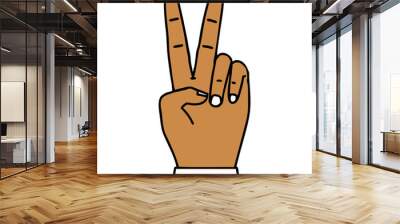 peace symbol two finger hand gesture illustration Wall mural