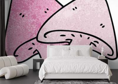 quirky hand drawn cartoon mushrooms Wall mural