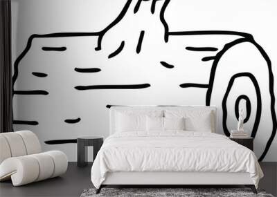 quirky line drawing cartoon wooden log Wall mural