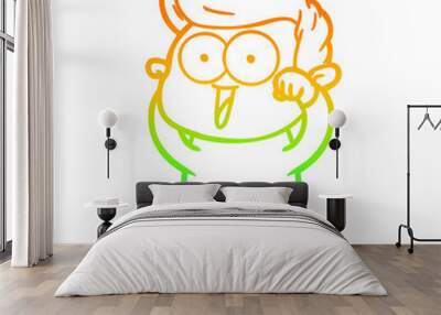 rainbow gradient line drawing cartoon man Wall mural