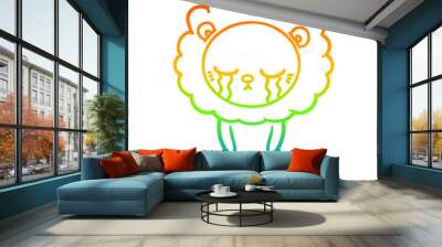 rainbow gradient line drawing crying cartoon lion Wall mural