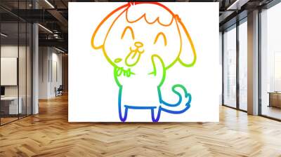 rainbow gradient line drawing rude dog cartoon Wall mural