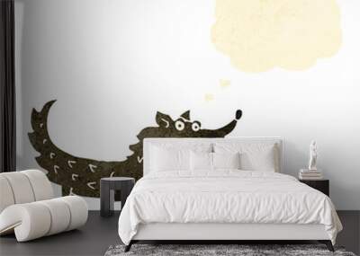 retro cartoon wolf with thought bubble Wall mural