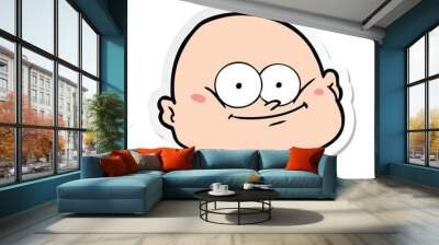 sticker of a cartoon bald man Wall mural