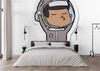 sticker of a cartoon confident astronaut Wall mural