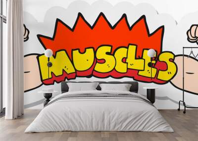 sticker of a cartoon muscles symbol Wall mural