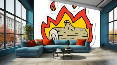 sticker of a quirky hand drawn cartoon campfire Wall mural