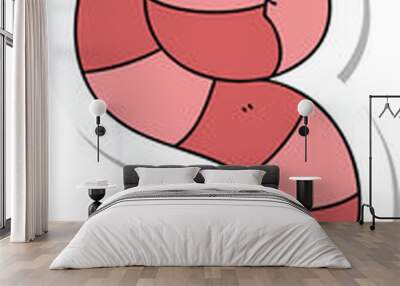 sticker of a quirky hand drawn cartoon worm Wall mural