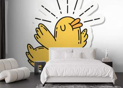 sticker of tattoo style happy bird Wall mural