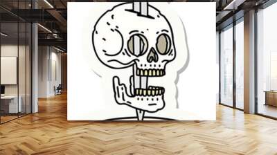 tattoo style sticker with banner of a skull Wall mural