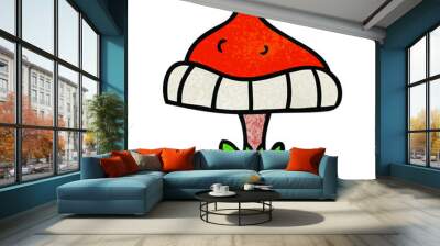 textured cartoon doodle of a single toadstool Wall mural