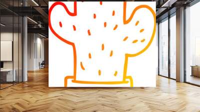 warm gradient line drawing of a cartoon cactus Wall mural