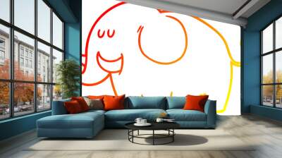 warm gradient line drawing of a cartoon elephant Wall mural