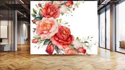 ai generated clipart carnation bouquet painted with watercolor technique Wall mural