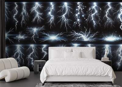 Realistic Lightning Effects Set Wall mural