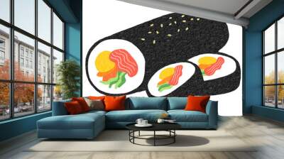 Korean Food Gimbap Kimbap Decoration Hand Drawn Illustration Doodles Wall mural