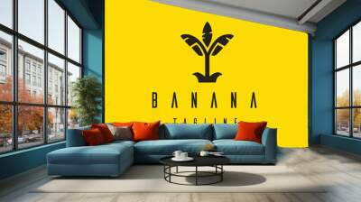 Flat Style Tree Banana Logo Design. Tree Banana fruit logo design template. Vector. Wall mural