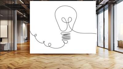 One continuous single line hand drawing of big lamp isolated on white background. Wall mural