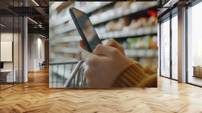 cart in supermarket Wall mural