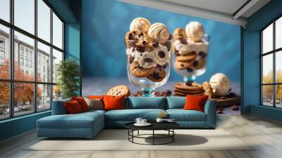 delicious ice cream with cookies in glass Wall mural