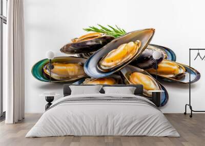 fresh mussels isolated white background with clipping path, full hd
 Wall mural