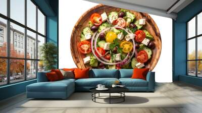 Greek salad isolated on white
 Wall mural