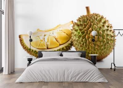 King of fruits, durian isolated on white background
 Wall mural