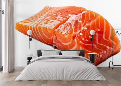 salmon, trout, steak, slice of fresh raw fish, isolated on transparent background, clipping path, full depth of field
 Wall mural