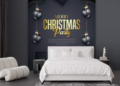 Black  Christmas flyer design  Wall mural