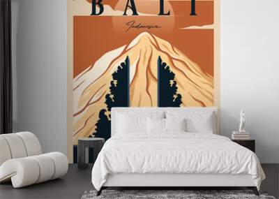 bali province indonesian vintage poster culture illustration design, travel poster design Wall mural