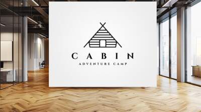 cottage logo line art cabin vector illustration design Wall mural