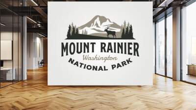 mount rainier vintage logo vector illustration design, adventure travel logo design Wall mural