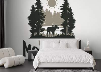 rocky mountain vintage outdoor logo vector illustration design with nature view symbol Wall mural