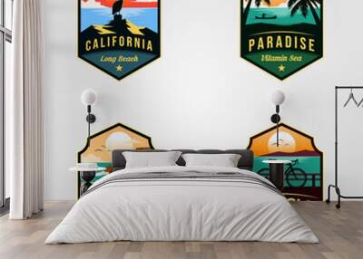 set of beach logo travel illustration designs Wall mural