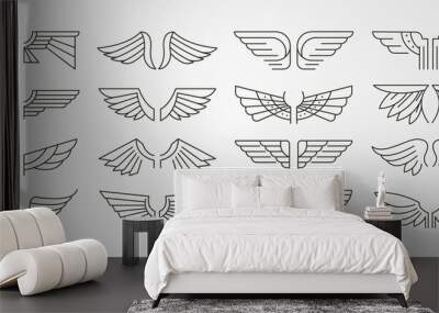 vector of wings set logo line art symbol illustration design, abstract wings bundle illustration design Wall mural