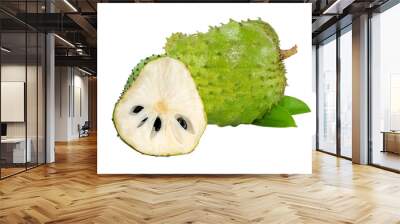 Whole and Halved Soursop Fruit isolated on Transparent Background Wall mural